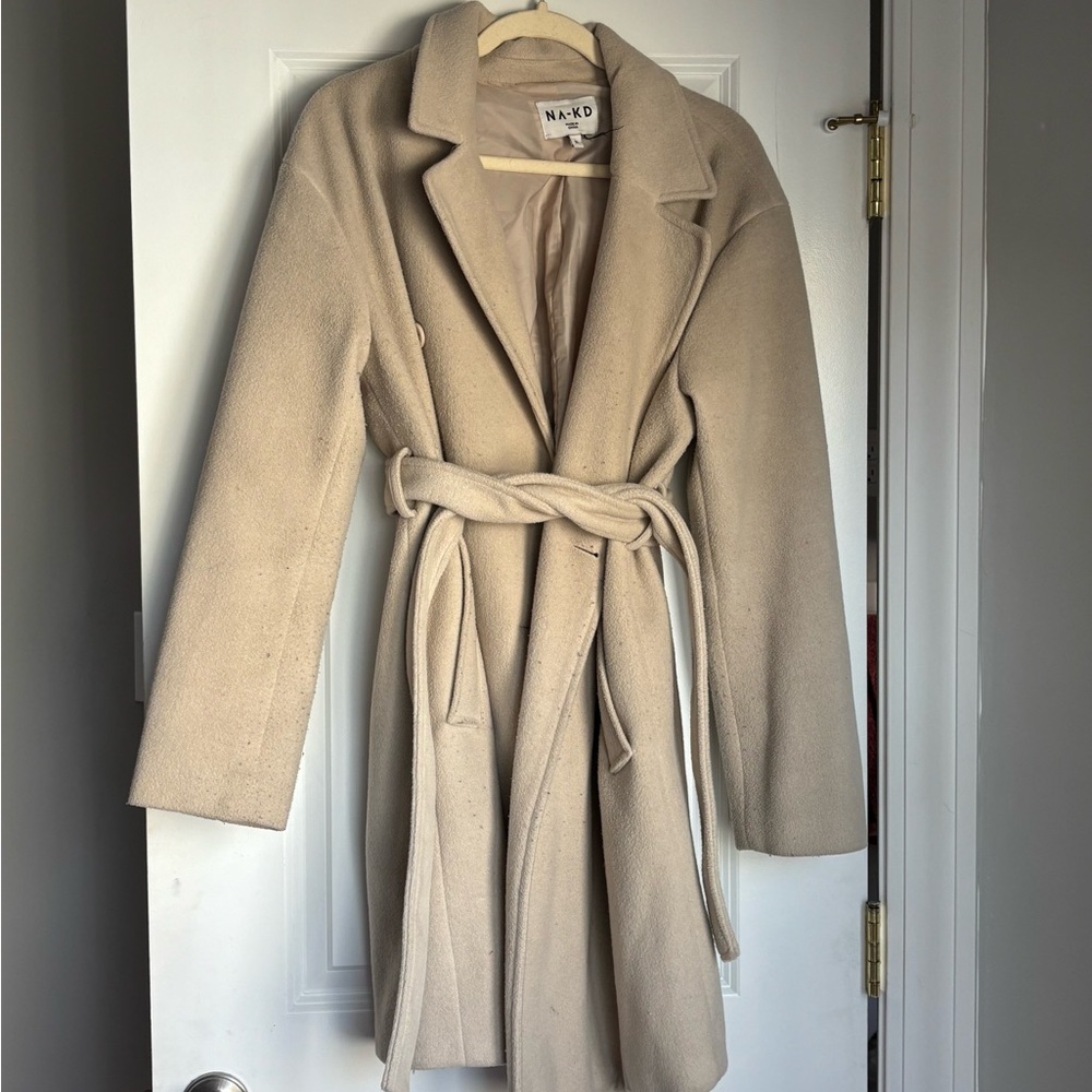 NA-KD Beige Belted Coat